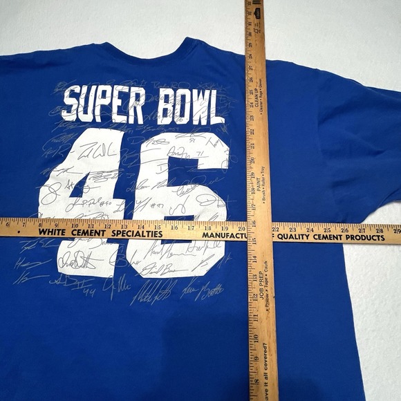 New York Giants T-Shirt Superbowl XLVI 46 Signature Back Champions 2XL Blue - Picture 5 of 6